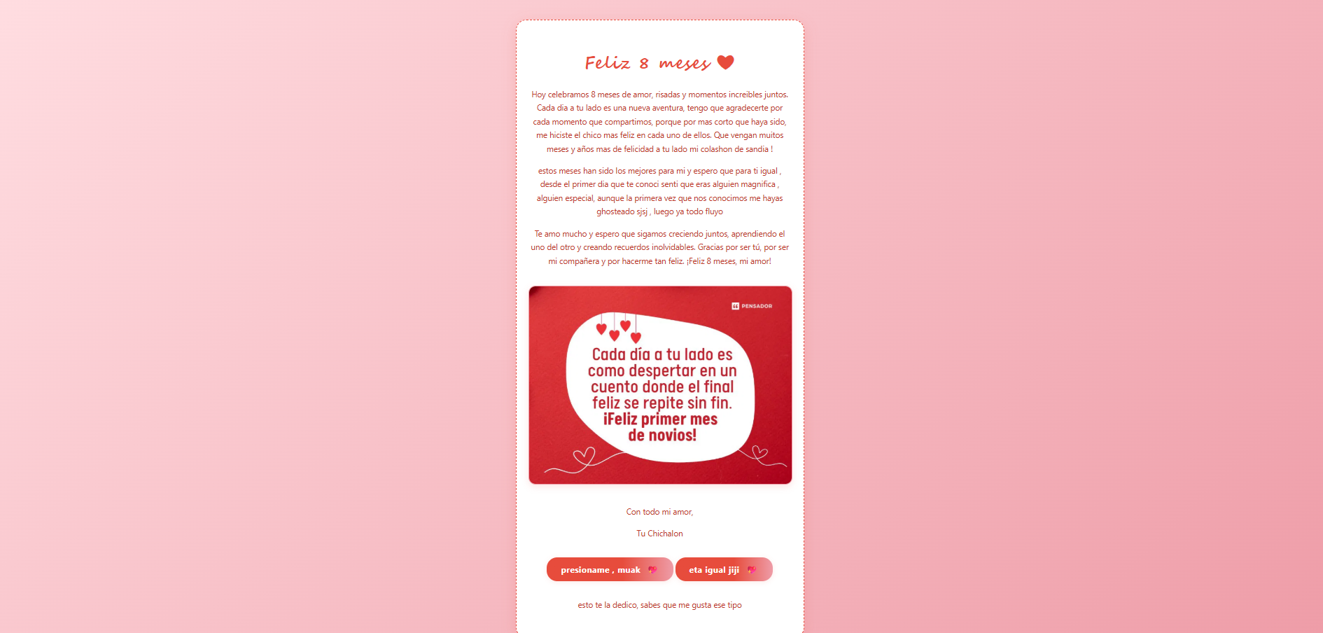 Página web de aniversario